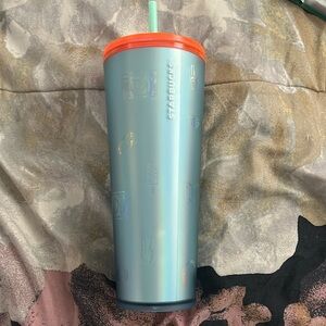 Starbucks orange and blue emoji cup